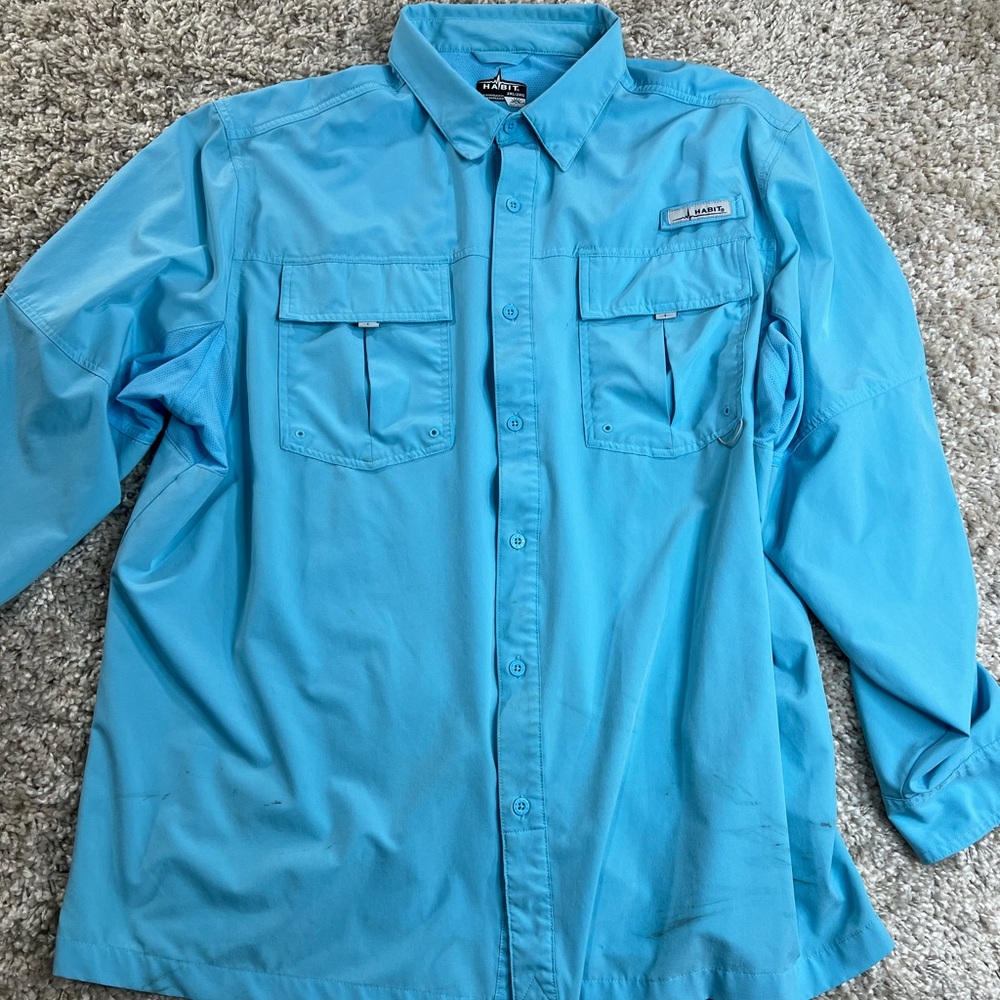 Habitat Men's Lightweight fishing shirts lot of 3 - Black, Gray, Blue - Picture 12 of 13